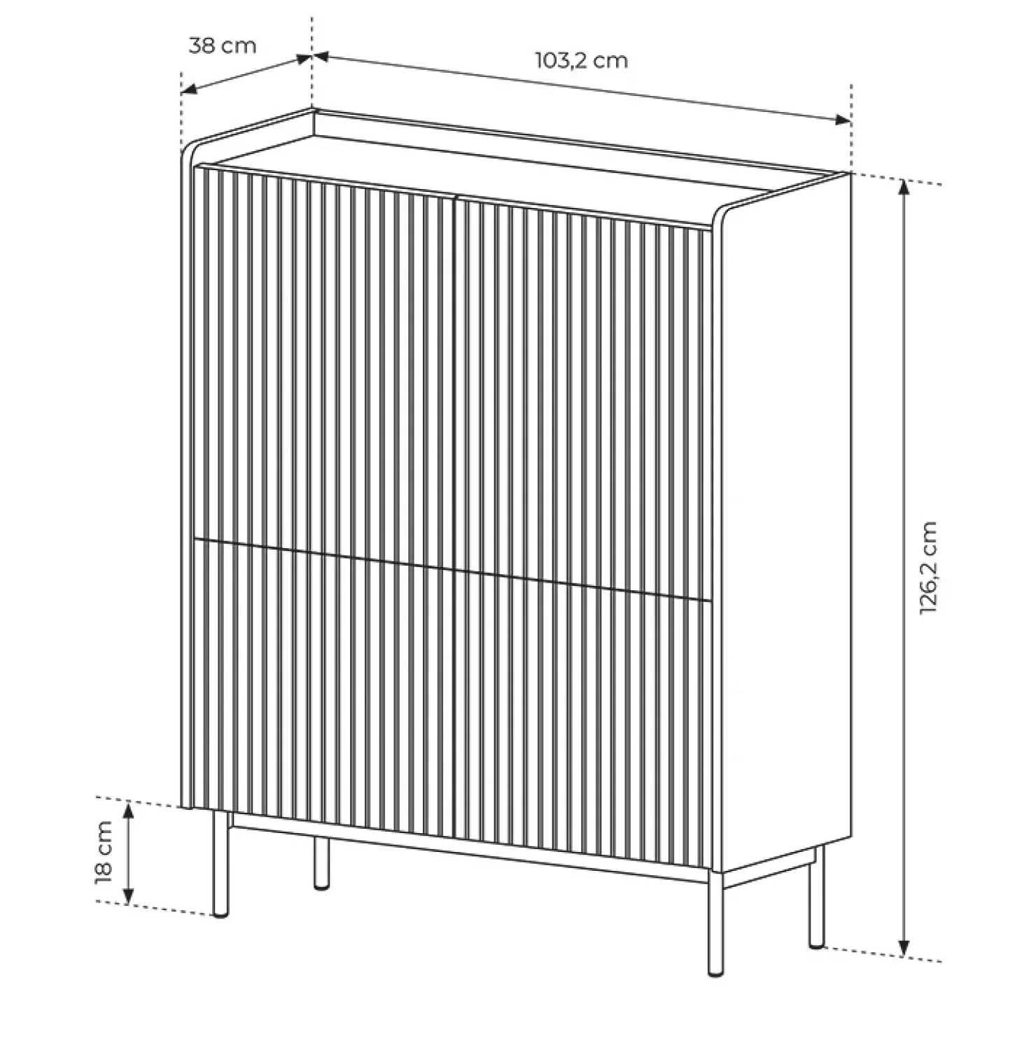 Garnero Arredamenti Credenza alta 103x126cm 4 ante beige cannettato rovere Fioca Discount