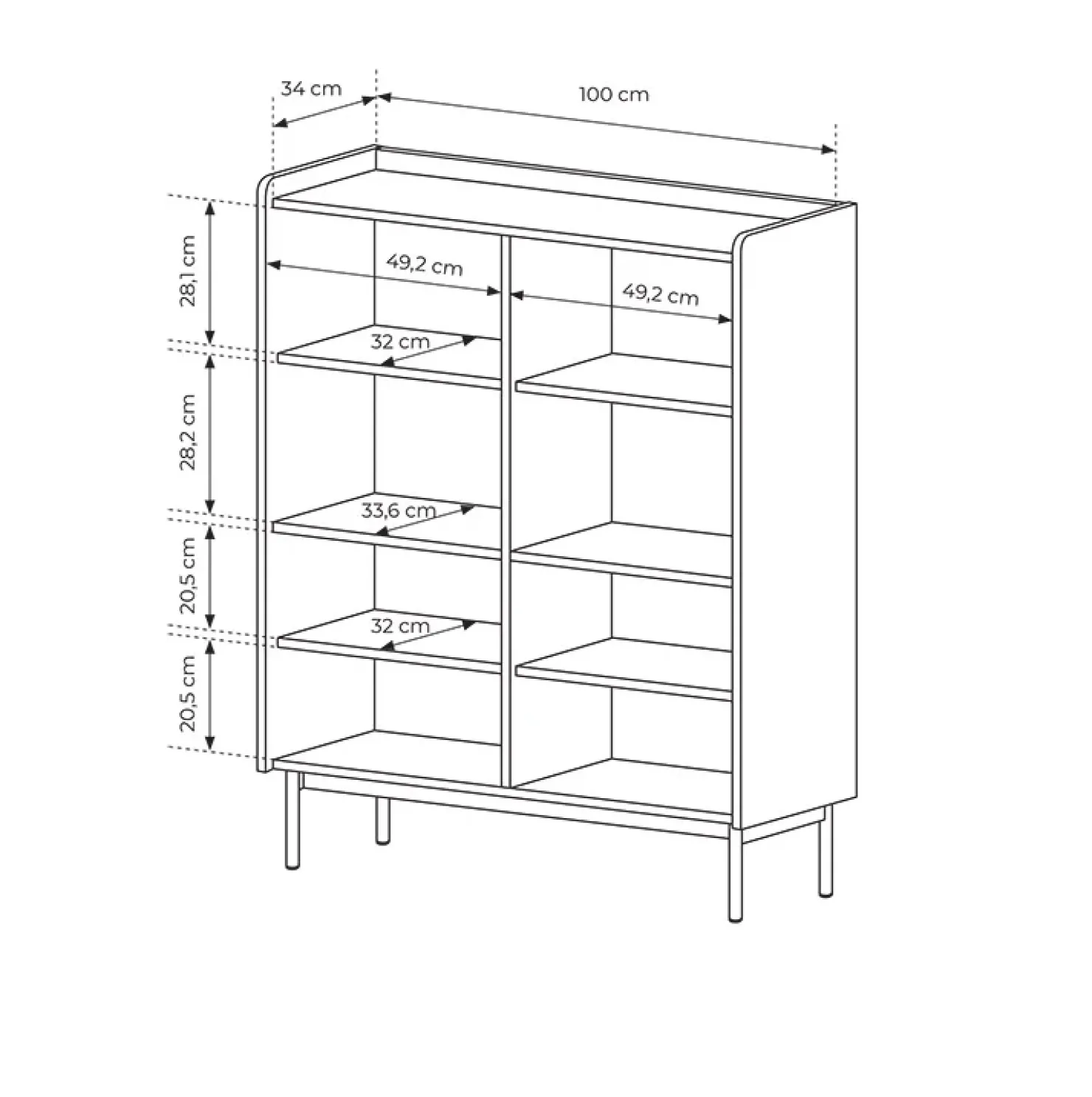 Garnero Arredamenti Credenza alta 103x126cm 4 ante beige cannettato rovere Fioca Discount