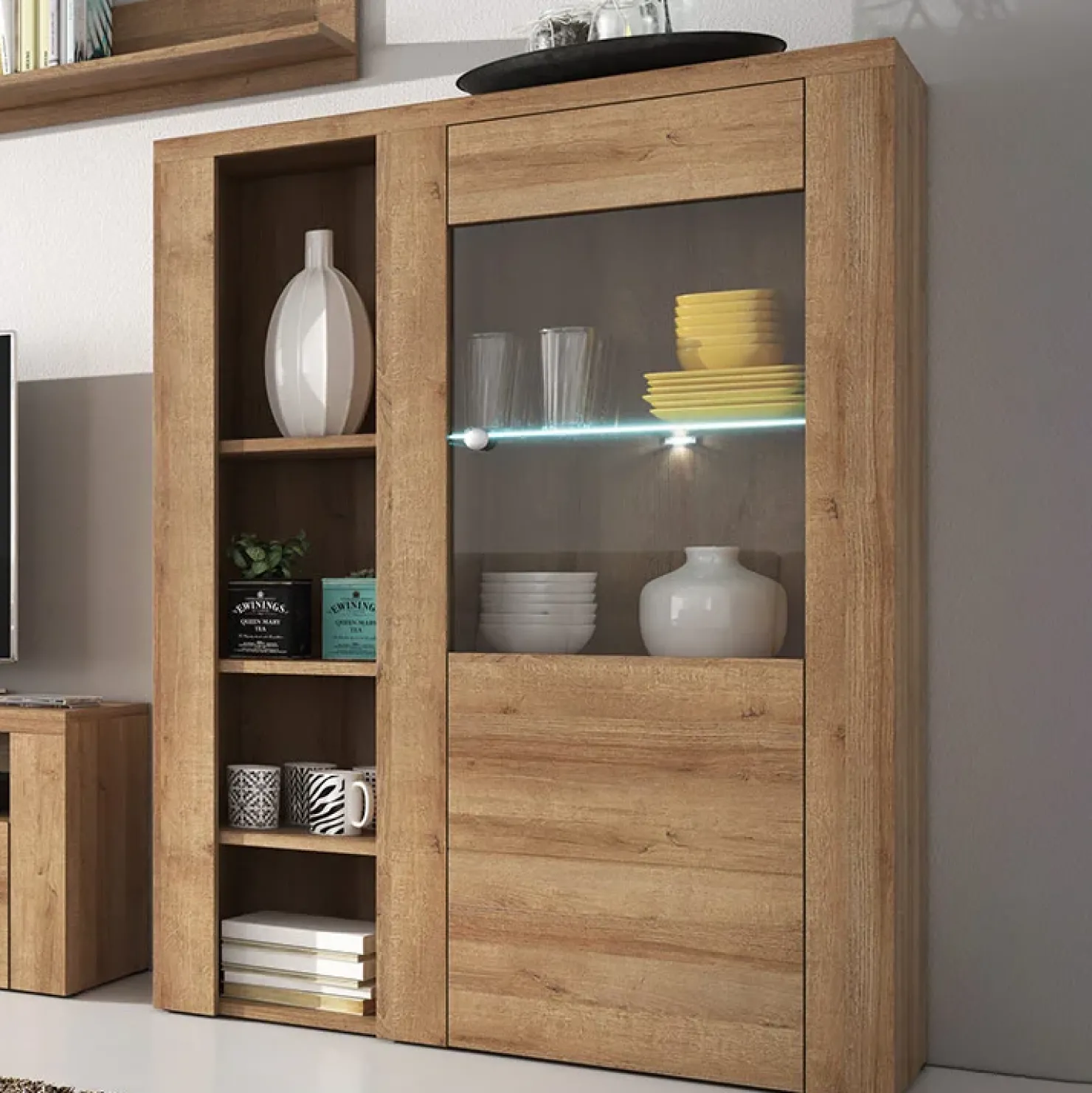 Garnero Arredamenti Credenza alta 100x145h cm 1 anta moderna Paloma 2 Rovere Hot