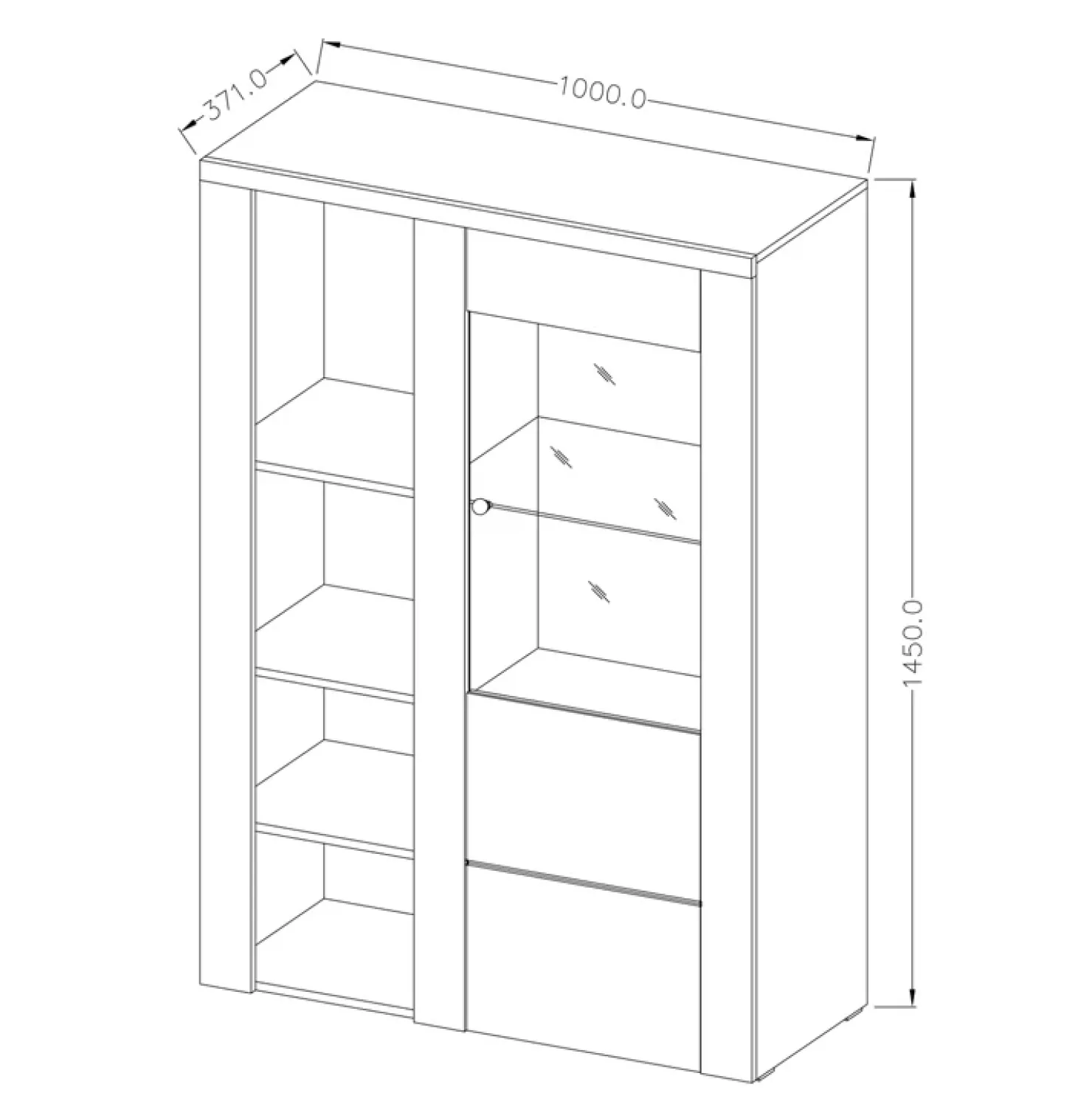 Garnero Arredamenti Credenza alta 100x145h cm 1 anta moderna Paloma 2 Rovere Hot