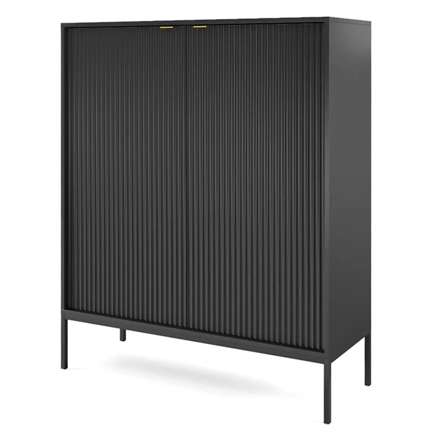 Garnero Arredamenti Credenza alta 104x125h cm 2 ante moderna soggiorno nero Alisa Nero Opaco Discount