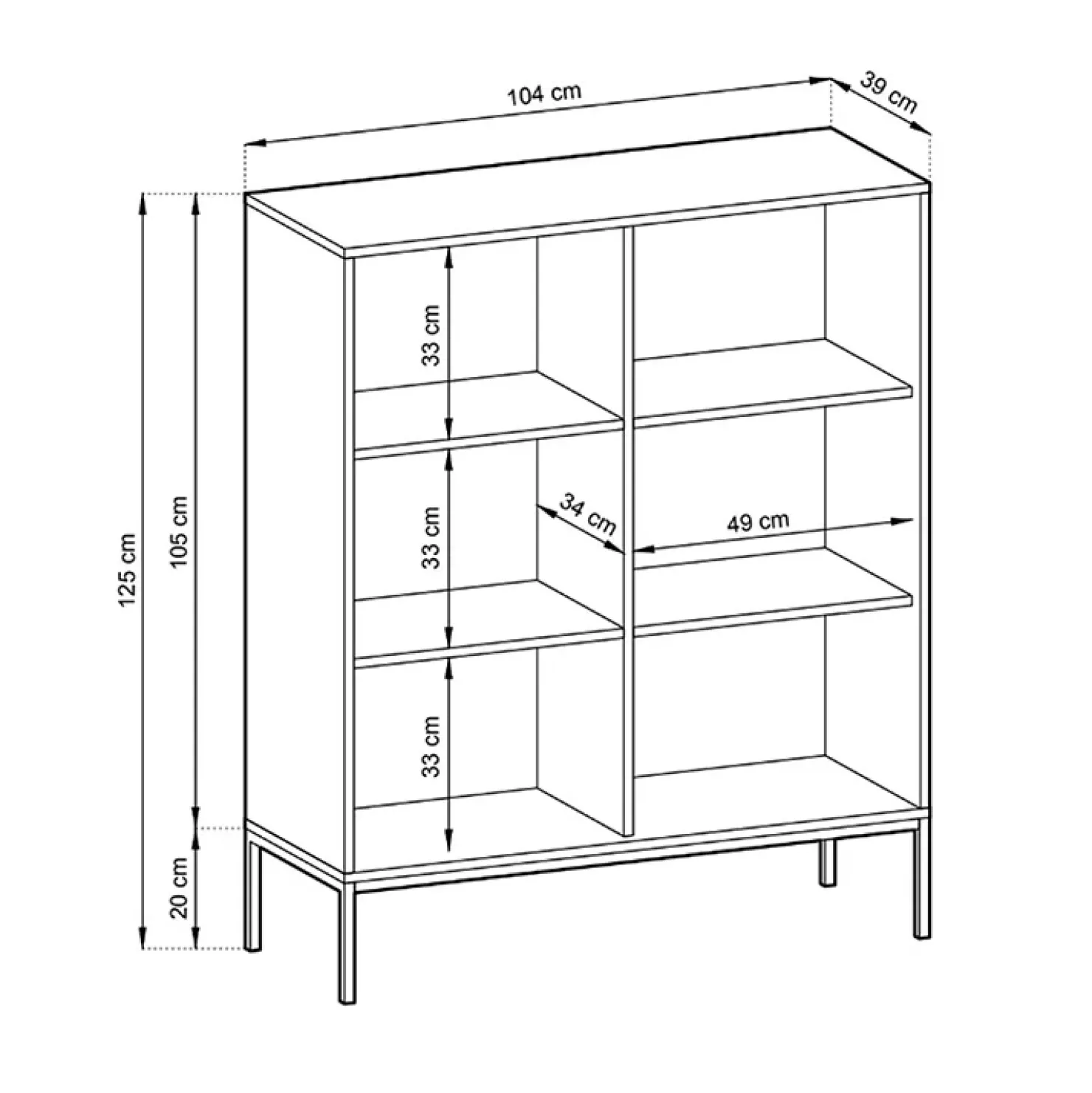 Garnero Arredamenti Credenza alta 104x125h cm 2 ante moderna soggiorno nero Alisa Nero Opaco Discount
