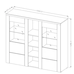 Garnero Arredamenti Credenza alta 155x130h cm 2 ante quercia rovere grigio Paloma 2 Rovere - Antracite Best