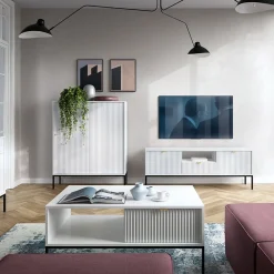 Garnero Arredamenti Credenza alta 104x125h cm 2 ante soggiorno bianco Alisa Bianco Opaco Best