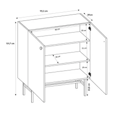 Garnero Arredamenti Credenza alta 94x132h cm 2 ante moderna nero rovere cannettato Eterna Nero Opaco - Rovere Rustico Best