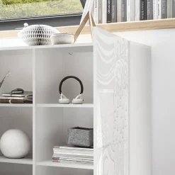 Garnero Arredamenti Credenza alta 121x111h cm 2 ante bianco laccato lucido con serigrafia Paradise Bianco Lucido New