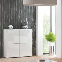 Garnero Arredamenti Credenza alta 100x100h cm 4 ante bianco lucido Momo Discount
