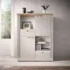 Garnero Arredamenti Credenza alta 118x160h cm 2 ante 3 vani 2 cassetti rovere bianco frassinato Doria Hot