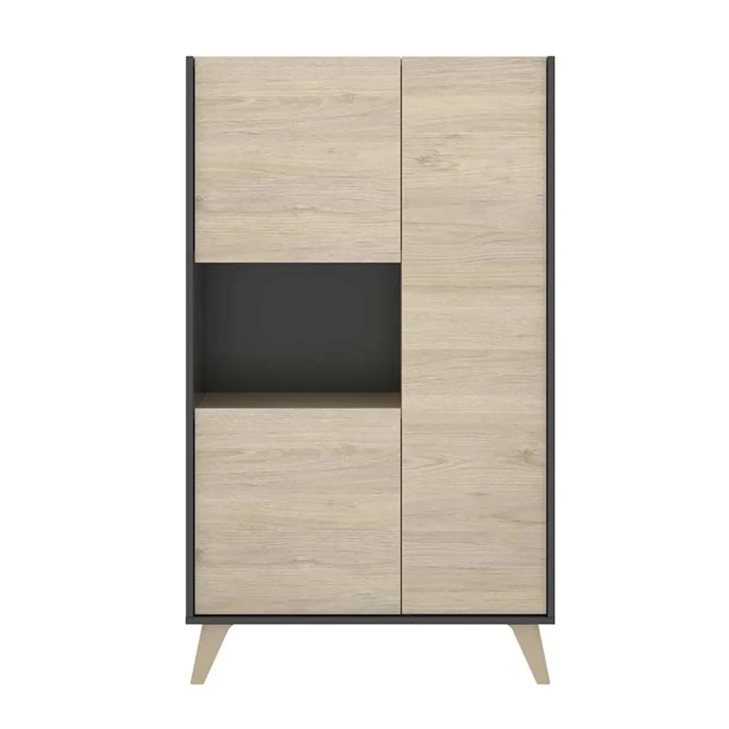 Garnero Arredamenti Credenza alta 81x135h cm 3 ante moderna rovere grafite Elmer Rovere - Grafite Discount