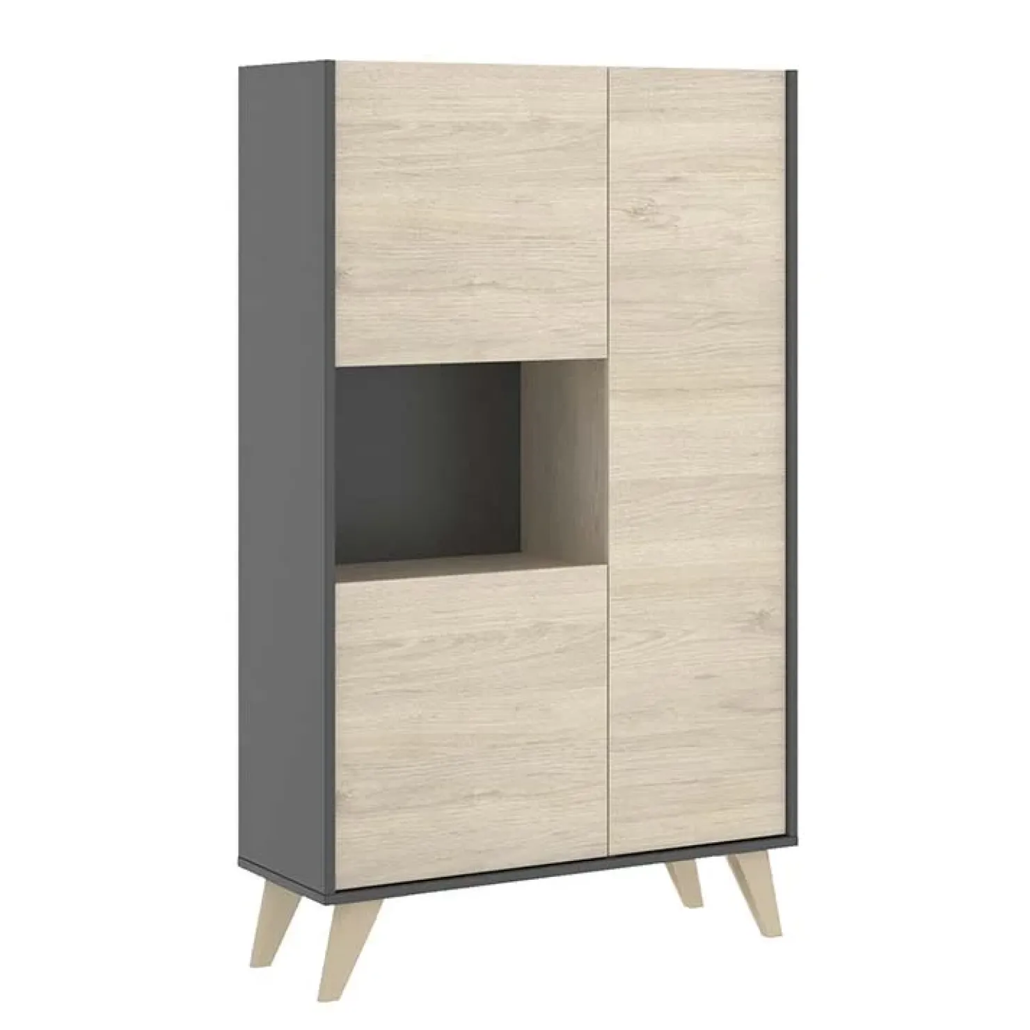 Garnero Arredamenti Credenza alta 81x135h cm 3 ante moderna rovere grafite Elmer Rovere - Grafite Discount