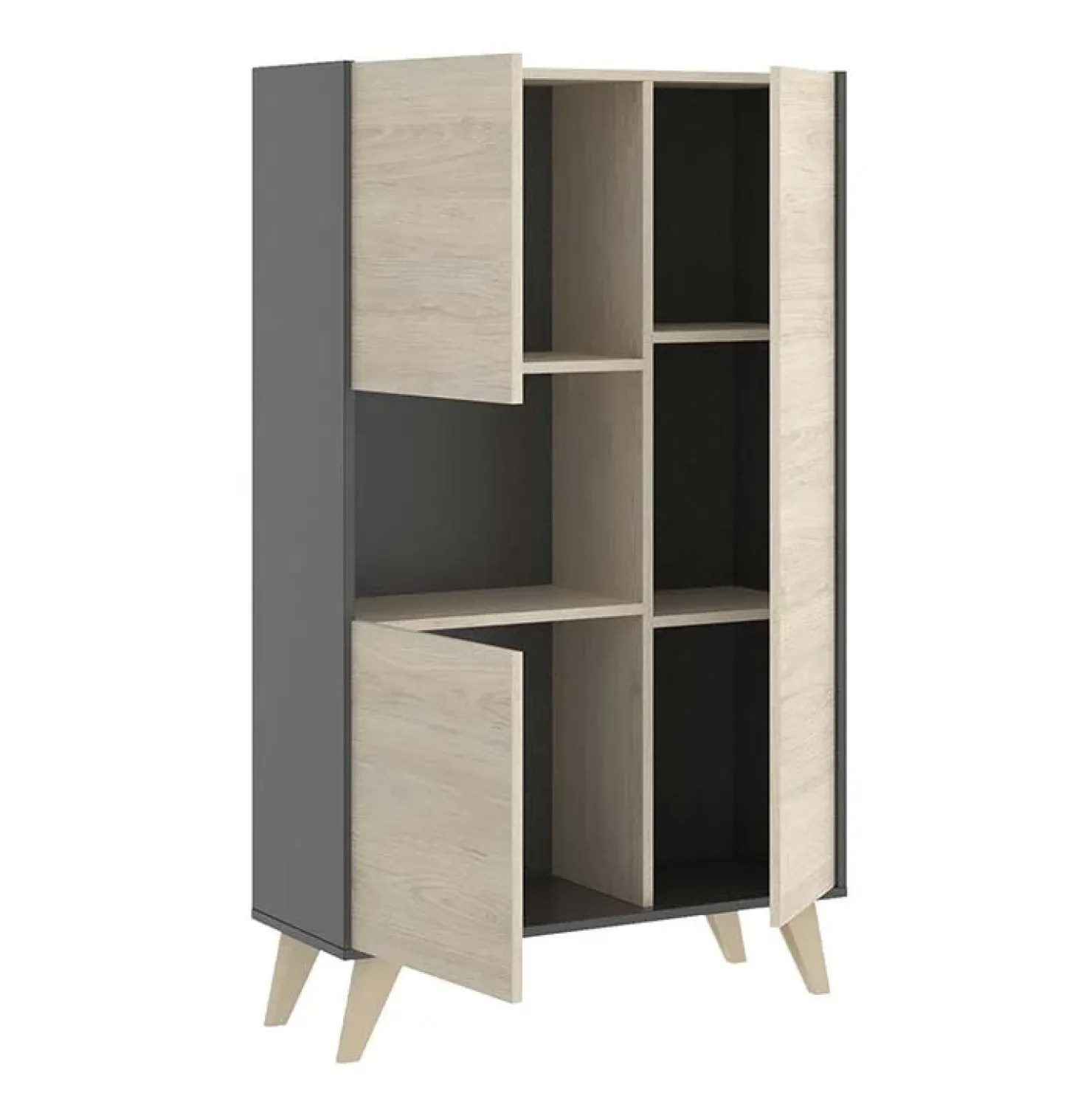 Garnero Arredamenti Credenza alta 81x135h cm 3 ante moderna rovere grafite Elmer Rovere - Grafite Discount