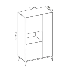 Garnero Arredamenti Credenza alta 81x135h cm 3 ante moderna rovere grafite Elmer Rovere - Grafite Discount