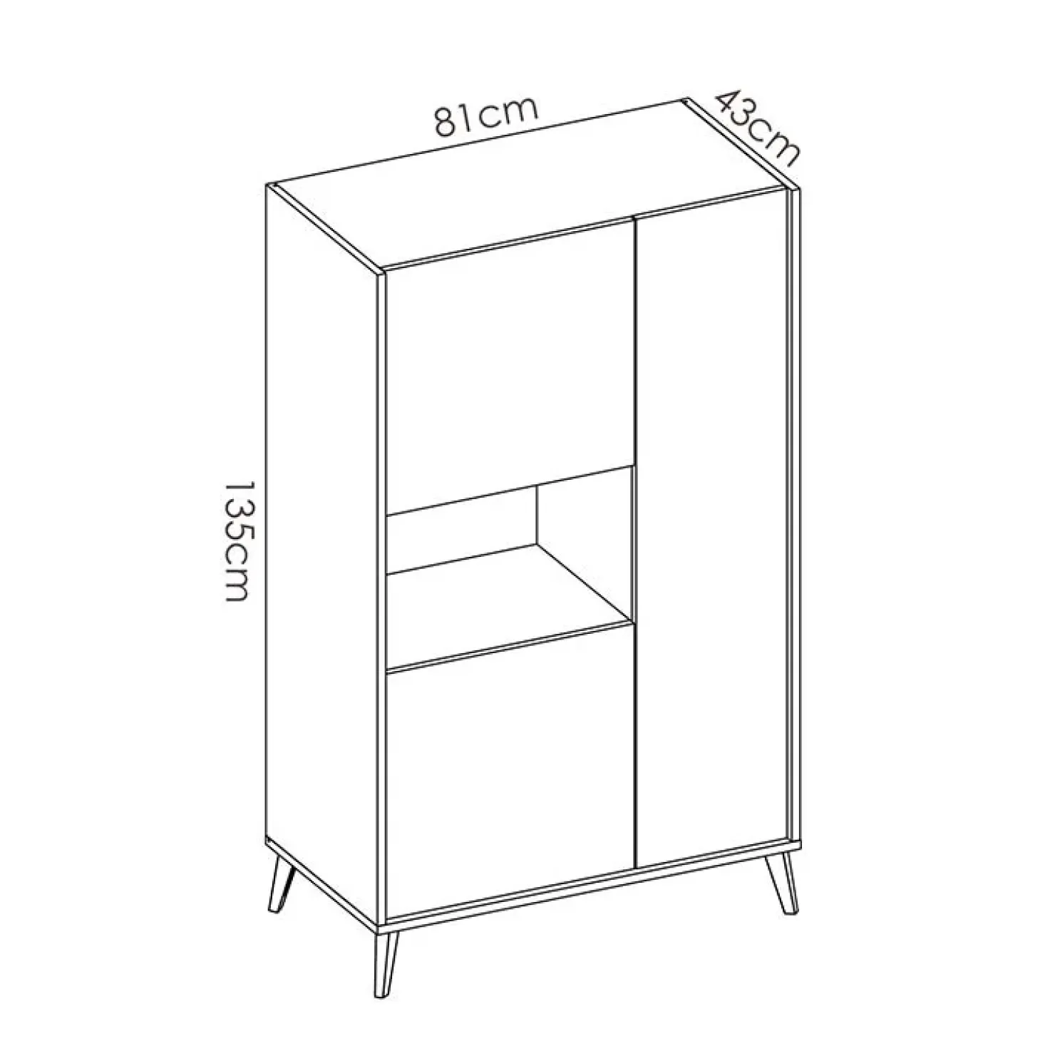 Garnero Arredamenti Credenza alta 81x135h cm 3 ante moderna rovere grafite Elmer Rovere - Grafite Discount