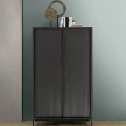 Garnero Arredamenti Credenza alta 106x177h cm 2 ante moderna nero frassinato Absolut Discount