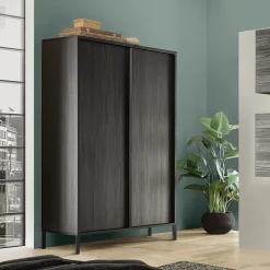 Garnero Arredamenti Credenza alta 106x177h cm 2 ante moderna nero frassinato Absolut Discount