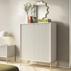Garnero Arredamenti Credenza alta 104x125h cm 2 ante soggiorno Alisa Beige Online