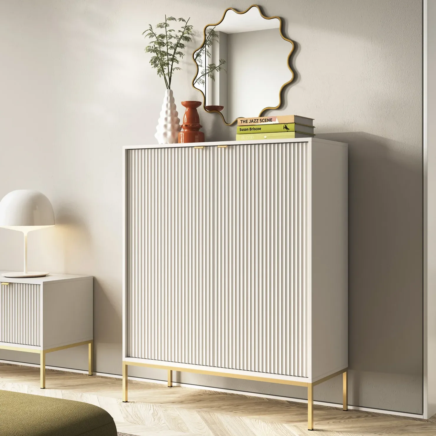 Garnero Arredamenti Credenza alta 104x125h cm 2 ante soggiorno Alisa Beige Online