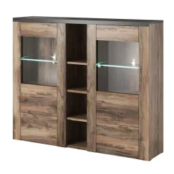 Garnero Arredamenti Credenza alta 155x130h cm 2 ante noce rovere grigio Paloma 2 Noce - Grigio Hot