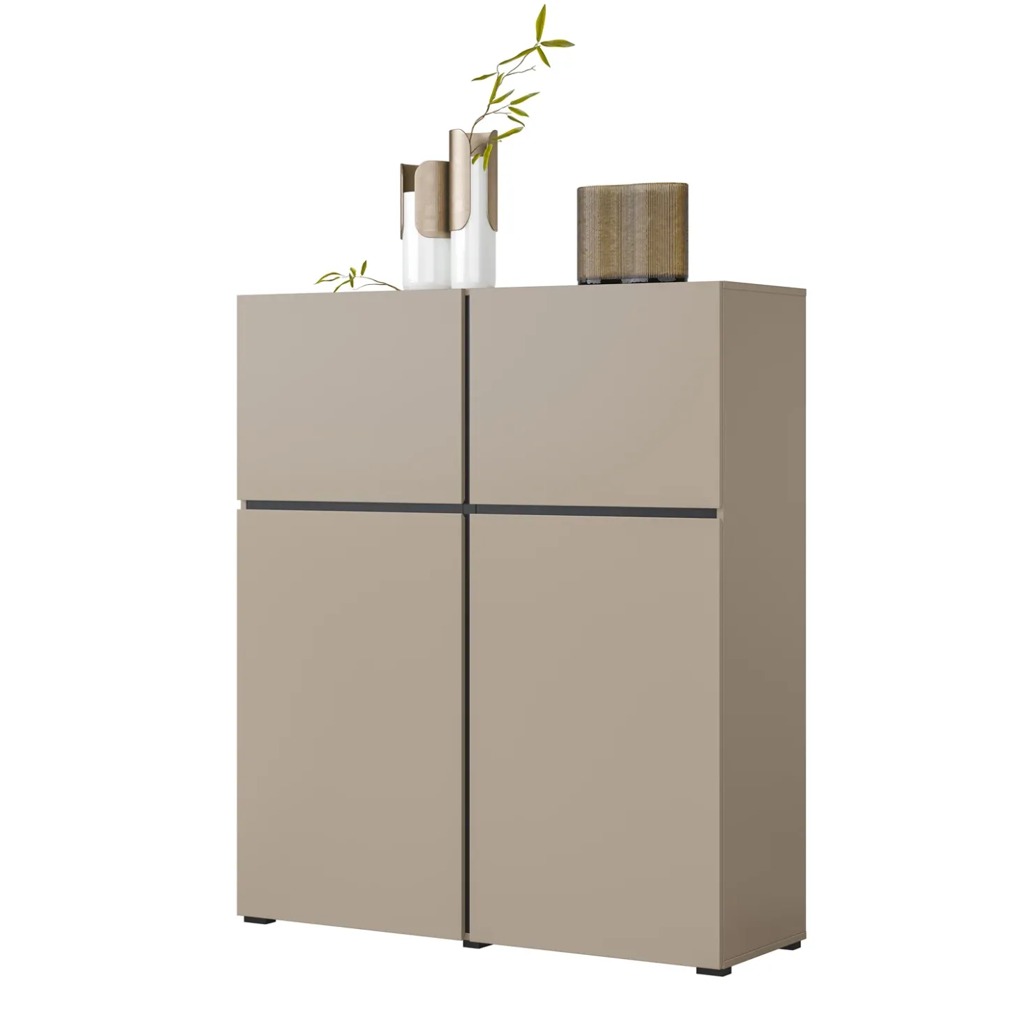 Garnero Arredamenti Credenza alta 120x140h cm 4 ante moderna nero Lolla Tortora Best