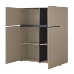 Garnero Arredamenti Credenza alta 120x140h cm 4 ante moderna nero Lolla Tortora Best