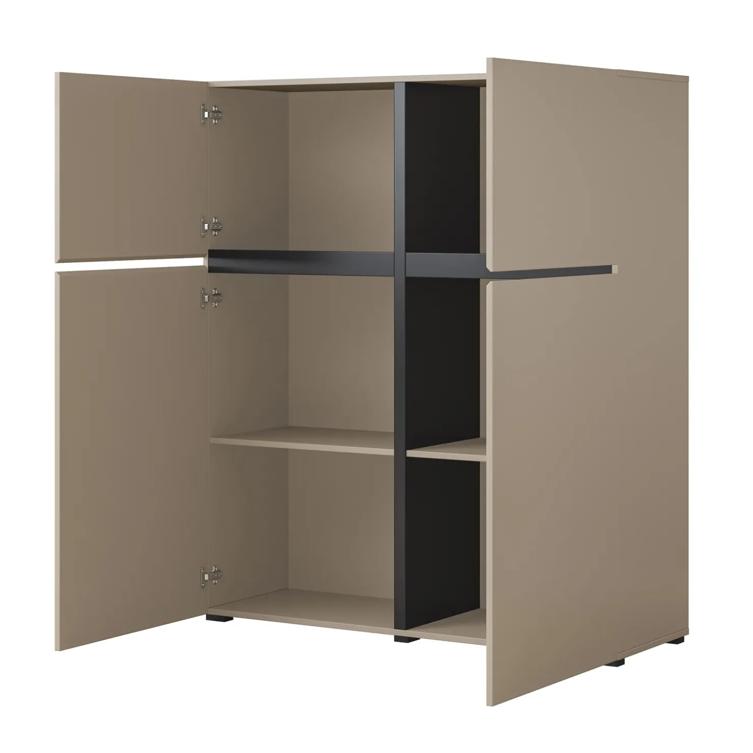 Garnero Arredamenti Credenza alta 120x140h cm 4 ante moderna nero Lolla Tortora Best