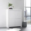 Garnero Arredamenti Credenza alta 110x140h cm 4 ante soggiorno moderna bianco opaco Bruma Clearance