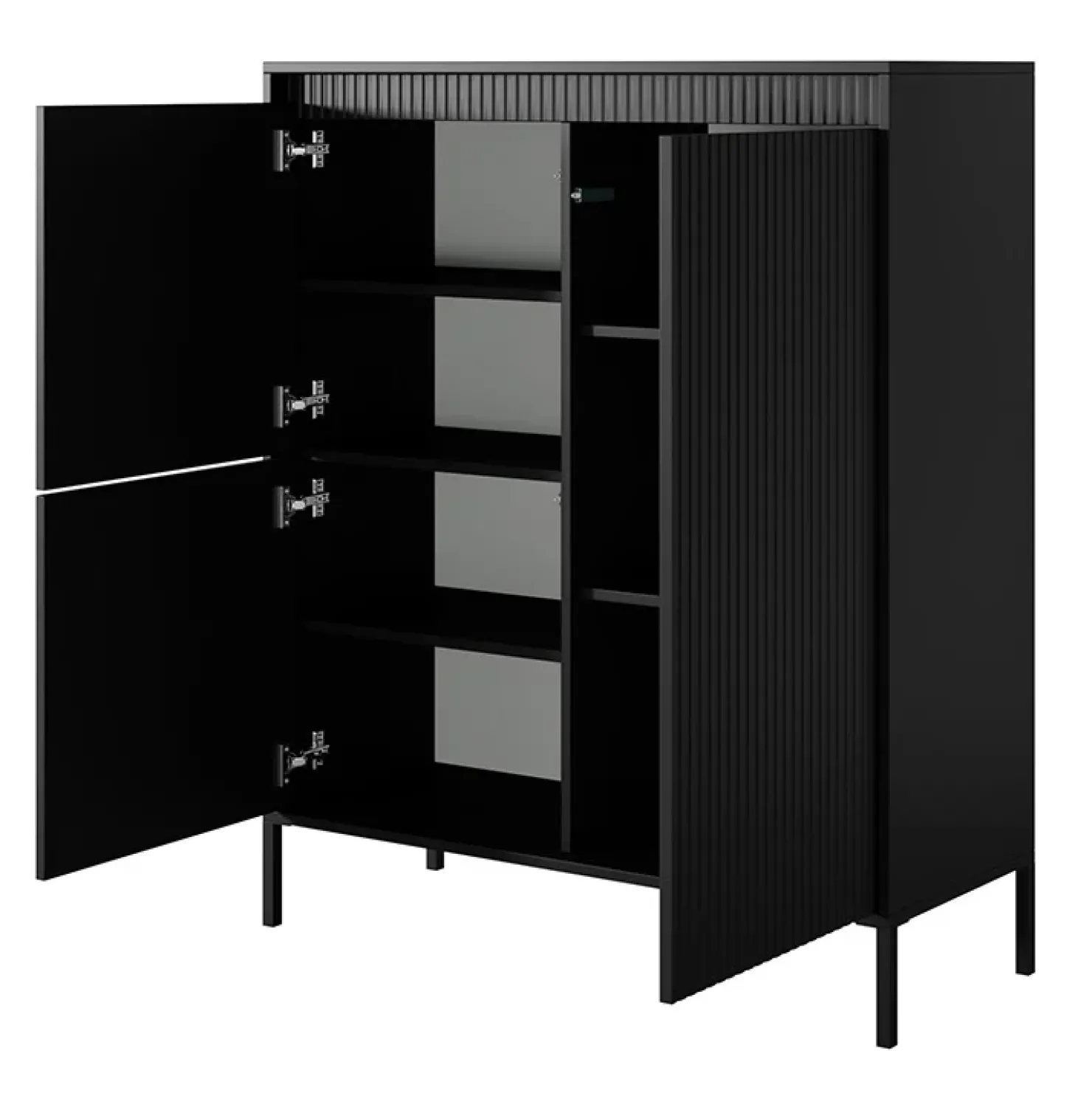 Garnero Arredamenti Credenza alta 104x124h cm 3 ante cannettato Ciar Nero Opaco Discount