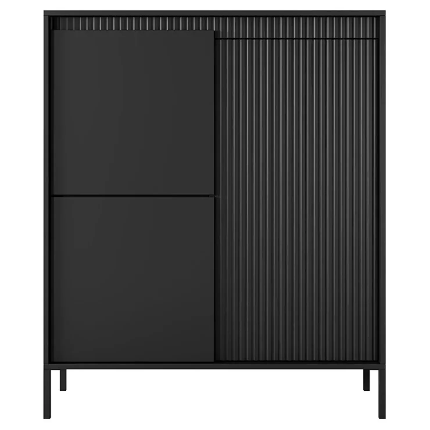 Garnero Arredamenti Credenza alta 104x124h cm 3 ante cannettato Ciar Nero Opaco Discount