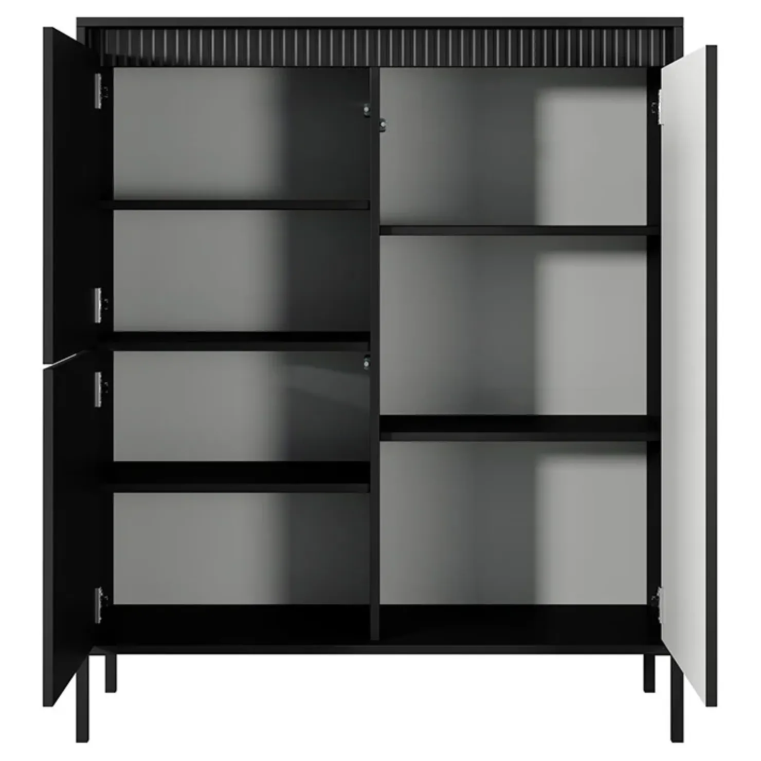 Garnero Arredamenti Credenza alta 104x124h cm 3 ante cannettato Ciar Nero Opaco Discount