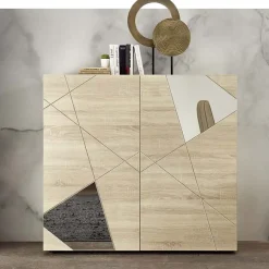 Garnero Arredamenti Credenza alta 121x111h cm 2 ante samoa specchio con serigrafia Olimpo Rovere Outlet