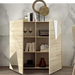 Garnero Arredamenti Credenza alta 121x111h cm 2 ante samoa specchio con serigrafia Olimpo Rovere Outlet
