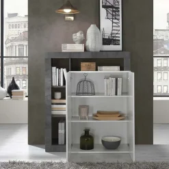 Garnero Arredamenti Credenza alta 108x126h cm 2 ante soggiorno bianco lucido ossido Invictus Ossido - Bianco Lucido Sale