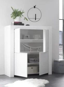 Garnero Arredamenti Credenza alta 110x140h cm 4 ante Halston Bianco Opaco Sale
