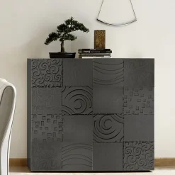 Garnero Arredamenti Credenza alta 121x111h cm 2 ante grigio con serigrafia Paradise Antracite Clearance