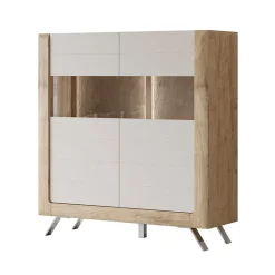 Garnero Arredamenti Credenza alta 129x137h cm 2 ante rovere tortora lucido Jumbo Tortora - Rovere Outlet