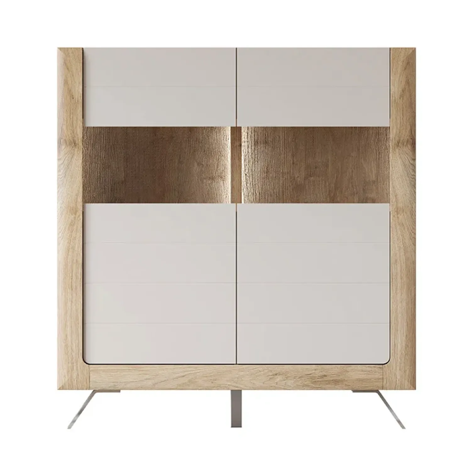 Garnero Arredamenti Credenza alta 129x137h cm 2 ante rovere tortora lucido Jumbo Tortora - Rovere Outlet