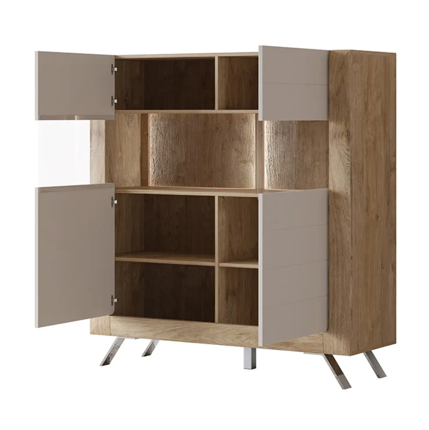 Garnero Arredamenti Credenza alta 129x137h cm 2 ante rovere tortora lucido Jumbo Tortora - Rovere Outlet