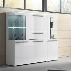 Garnero Arredamenti Credenza alta 130x128h cm 4 ante 1 cassetto Frisk Bianco Lucido Sale