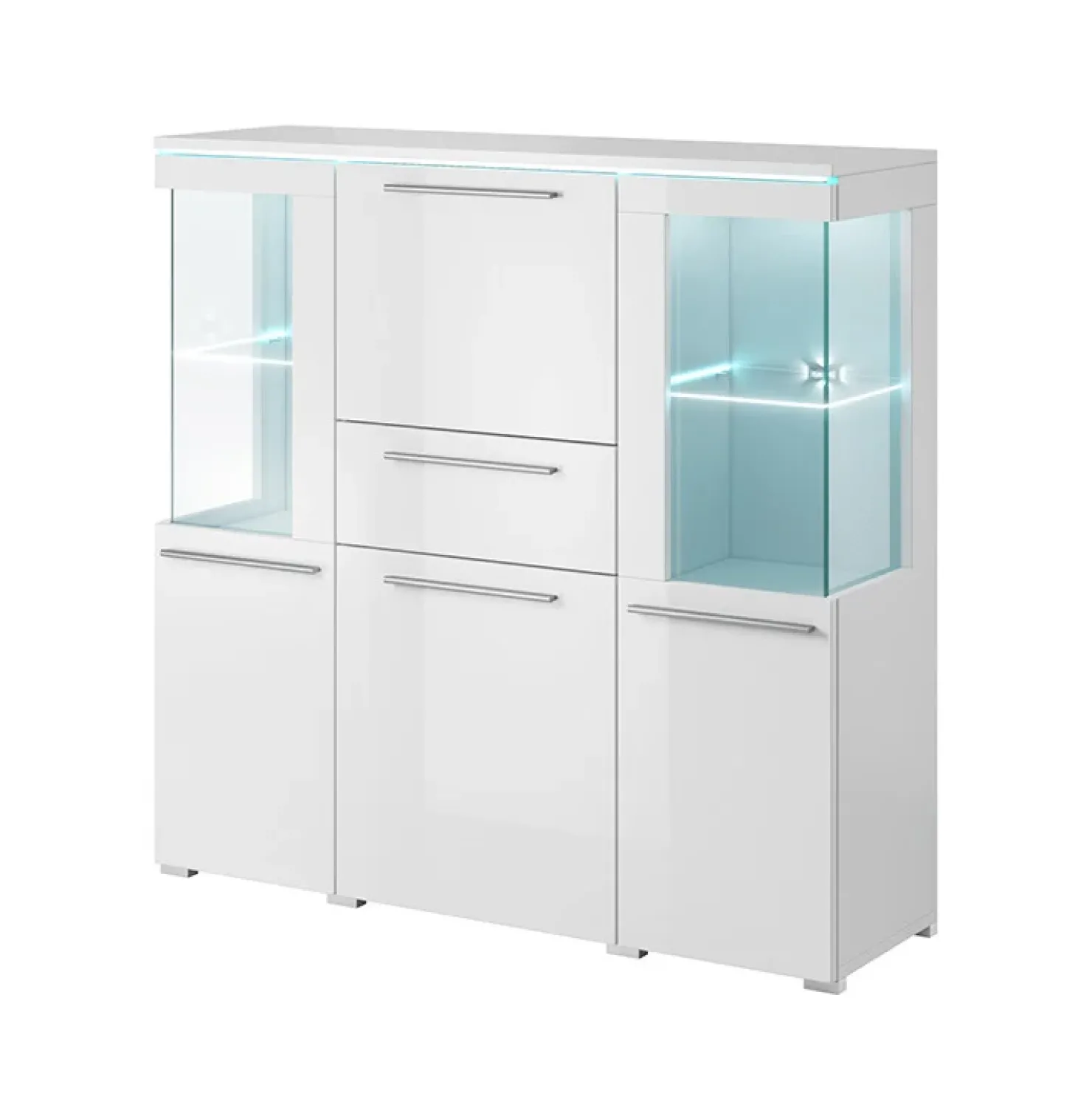 Garnero Arredamenti Credenza alta 130x128h cm 4 ante 1 cassetto Frisk Bianco Lucido Sale