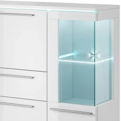 Garnero Arredamenti Credenza alta 130x128h cm 4 ante 1 cassetto Frisk Bianco Lucido Sale