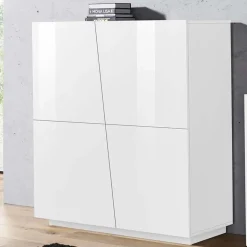 Garnero Arredamenti Credenza alta 120x126h cm 4 ante Candia Gihome® Bianco Lucido Best