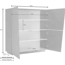 Garnero Arredamenti Credenza alta 120x126h cm 4 ante Candia Gihome® Bianco Lucido Best