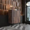 Garnero Arredamenti Credenza alta 89x118h cm 4 ante noce scuro con frontali serigrafati Savanna New