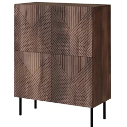 Garnero Arredamenti Credenza alta 89x118h cm 4 ante noce scuro con frontali serigrafati Savanna New