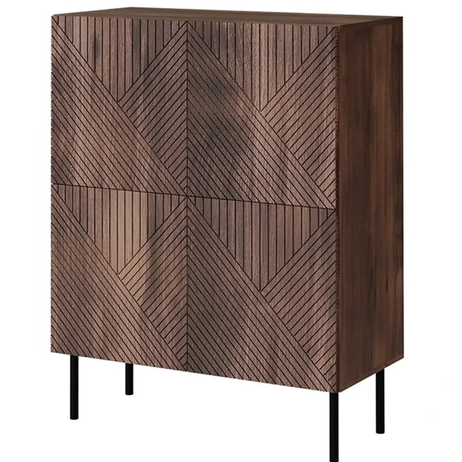 Garnero Arredamenti Credenza alta 89x118h cm 4 ante noce scuro con frontali serigrafati Savanna New