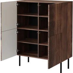 Garnero Arredamenti Credenza alta 89x118h cm 4 ante noce scuro con frontali serigrafati Savanna New