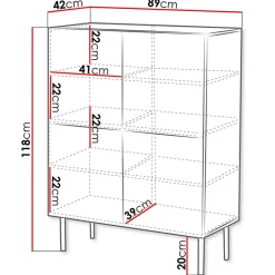 Garnero Arredamenti Credenza alta 89x118h cm 4 ante noce scuro con frontali serigrafati Savanna New