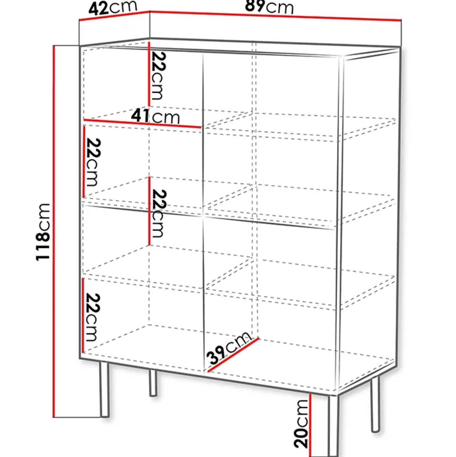 Garnero Arredamenti Credenza alta 89x118h cm 4 ante noce scuro con frontali serigrafati Savanna New