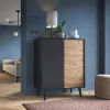 Garnero Arredamenti Credenza alta 104x125h cm 2 ante moderna rovere cannettato nero Tonk Clearance