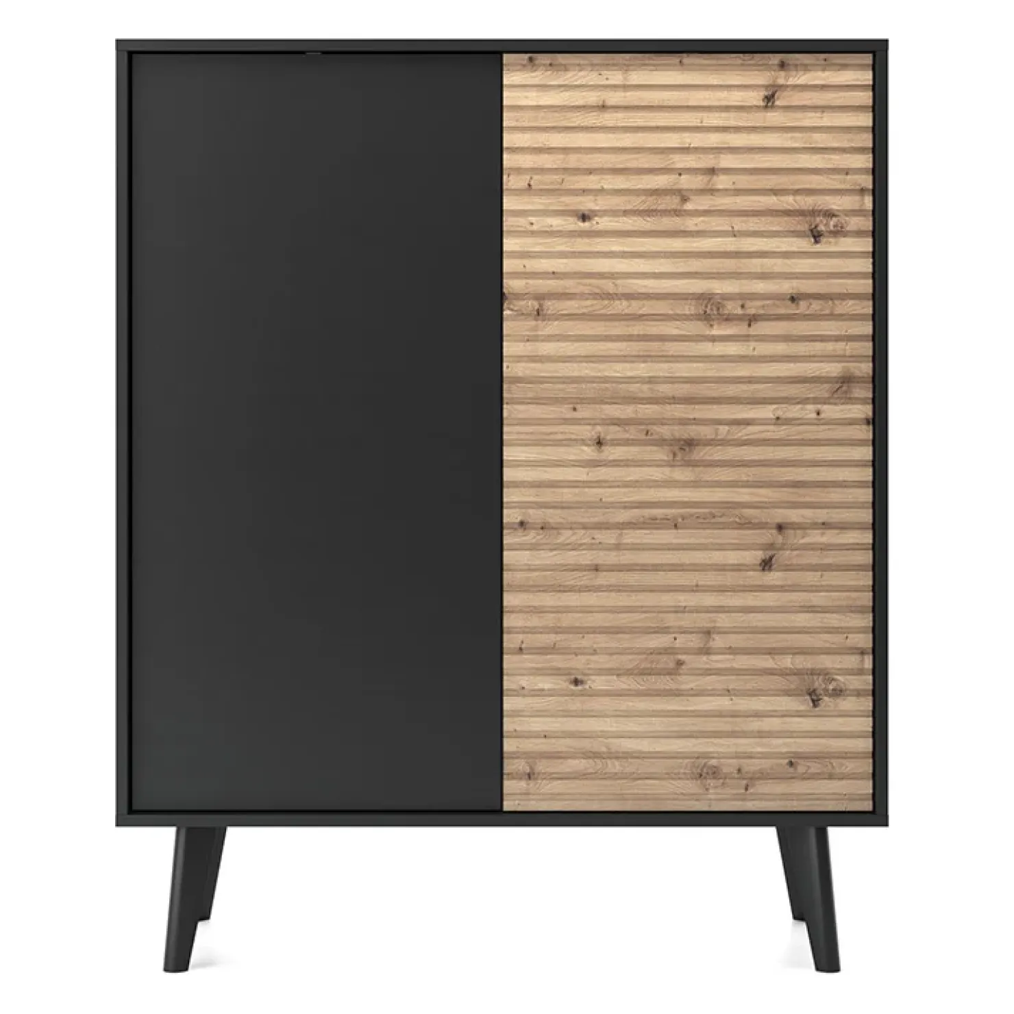 Garnero Arredamenti Credenza alta 104x125h cm 2 ante moderna rovere cannettato nero Tonk Clearance